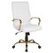 Flash Furniture 43" White and Gold Contemporary Executive Swivel Office Chair with Dual Wheel Casters